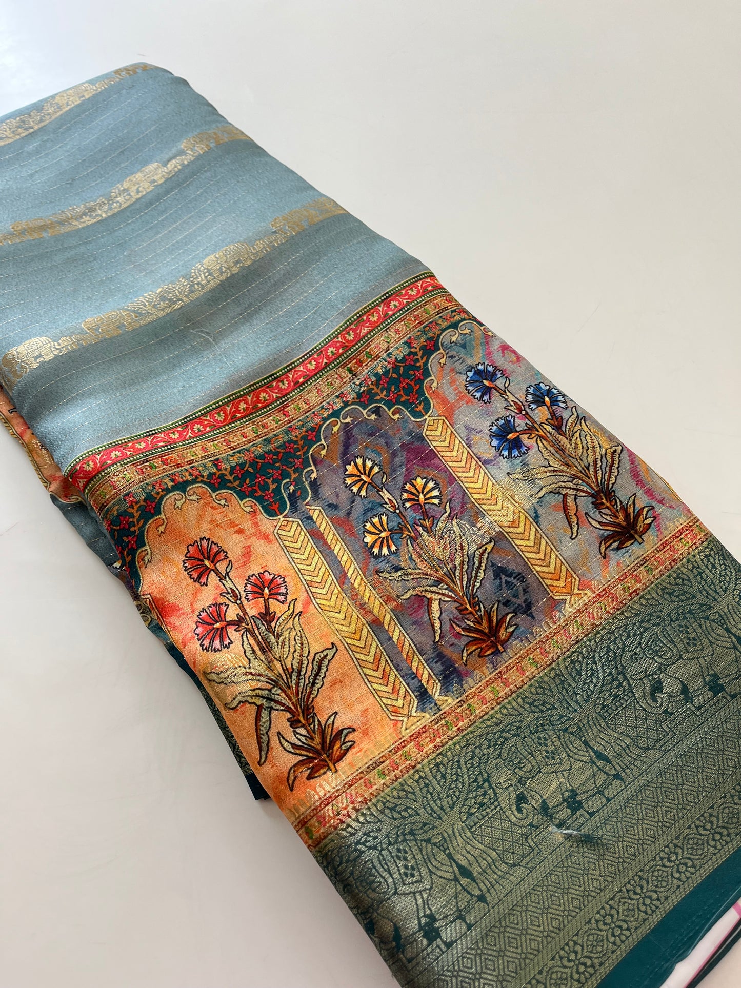 Printed Tussar silk