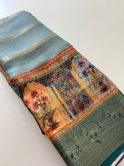 Printed Tussar silk
