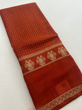 Garuda Bentex Border With Small Checks Pattern in Semi Mysore Silk Saree -J29