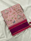 Baby Pink Rani Pink Soft Floral Printed Saree SALE