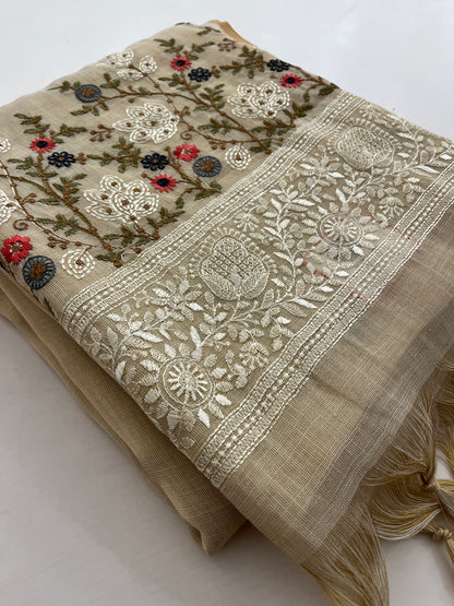 Linen cotton Fancy saree