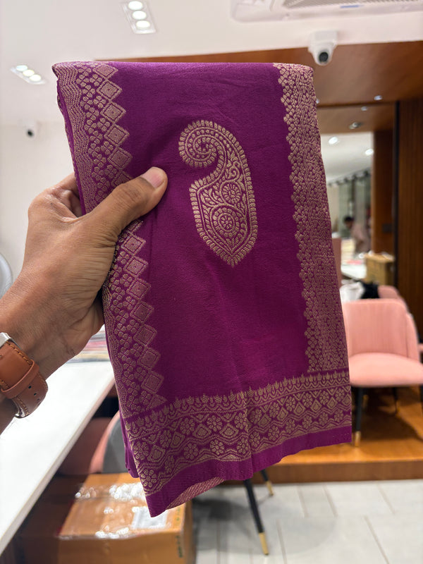 PURPLE TUSSAR DESIGNER SAREE-J25