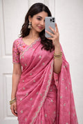 Georgette crush with embroidery work butti comes with embroidery work arka border J18