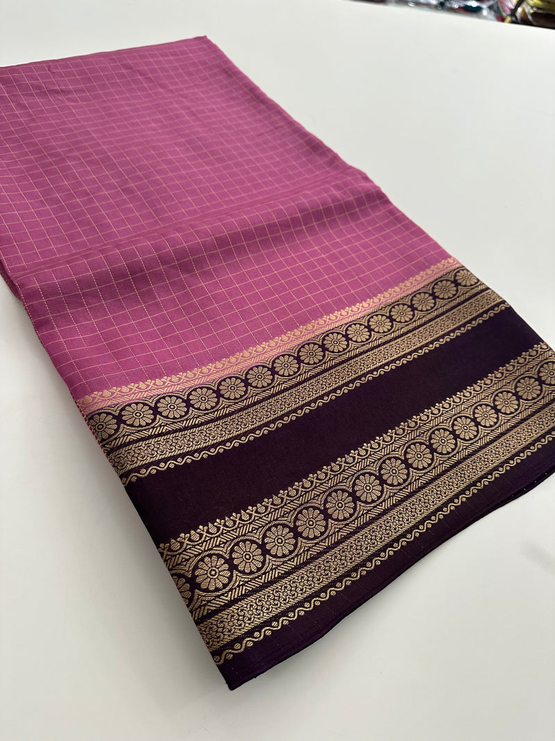 Banarsi Viscose Sarees in contrast border and contrast blouse piece comes in checkered pattern 🌹- AU-17