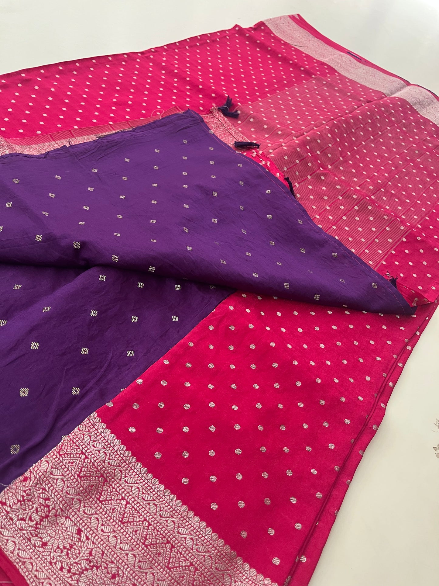 Banarsi Crape Silver Butties