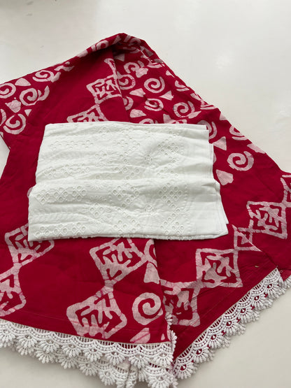 Fancy Soft Cotton Saree With Extra White chikankari Blouse