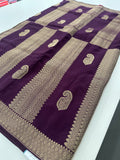 Wine x Pink Tussar Designer Saree with Mango Butta All Over JU24