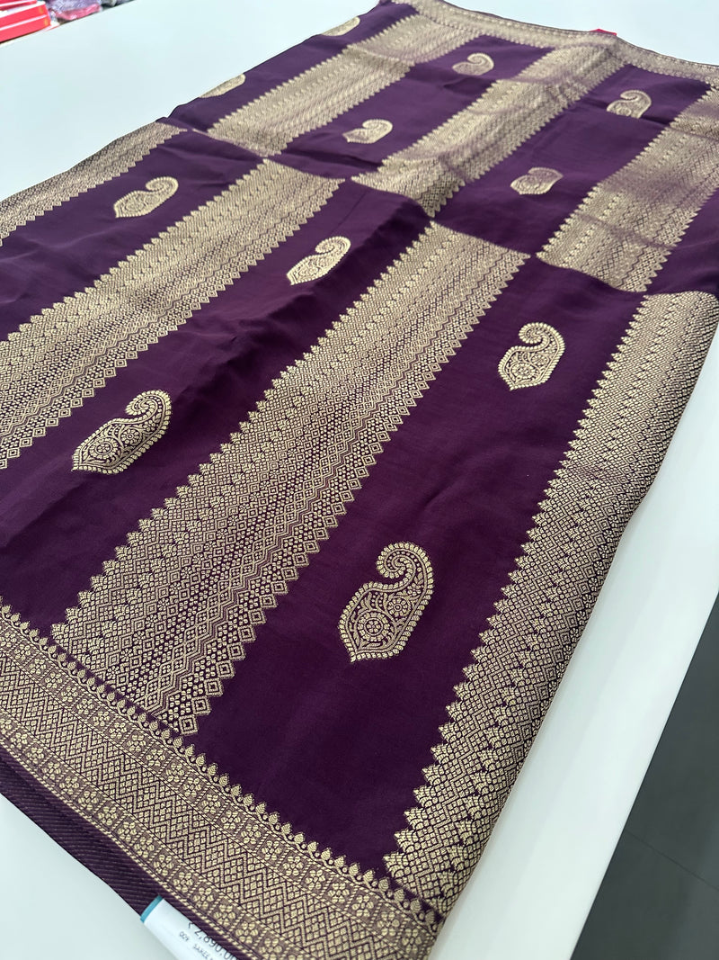 Wine x Pink Tussar Designer Saree with Mango Butta All Over JU24