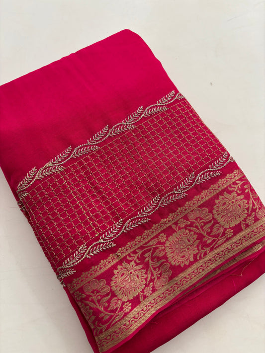 Designer soft Chinnon full embroidery