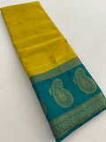 Vintage Semi Crepe Silk Saree with contrast butti blouse and mango border-Au15
