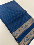 Banarasi crêpe sarees with contrast blouse piece🌹 comes in rich border and small Checks -AU6