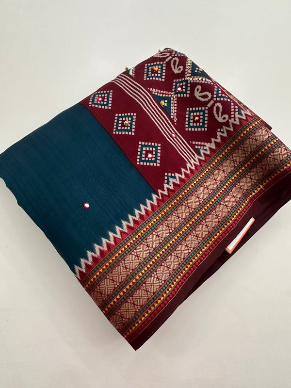 Premium Designer Chanderi Mul Fabric With Designer Border and Weaving Pallu with Tassels❤️❤️-J23