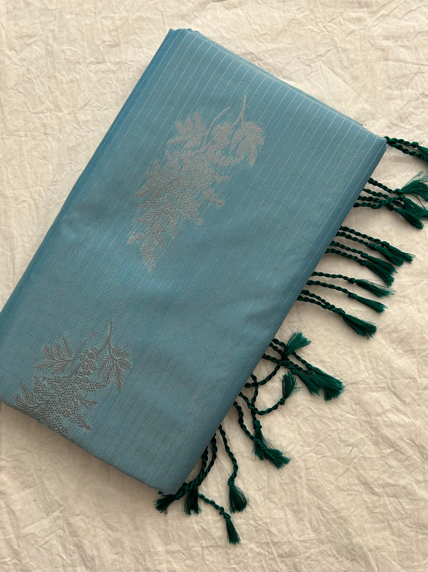 Ananta semi silk saree-Sky blue X Rama Blue