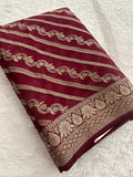 Premium Laser Chiffon Saree – Brown AU26