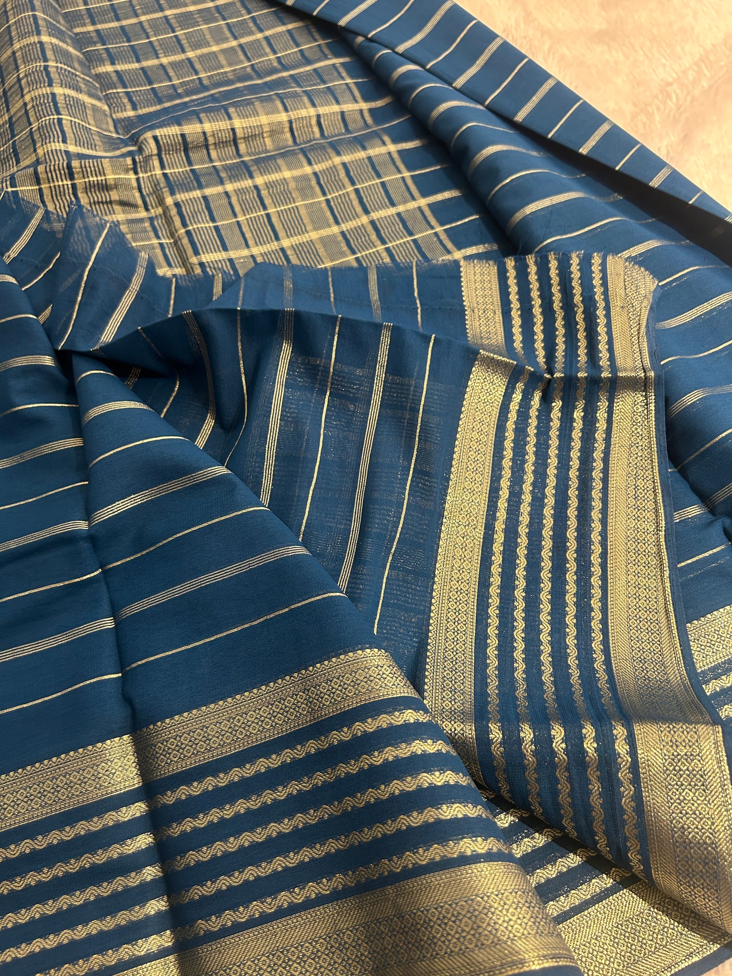 Striped All Self Semi Mysore Silk