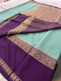Crepe Silk Sarees in Gold weaving and Big Bentex Border,, comes in checkered pattern and contrast blouse piece 🌹