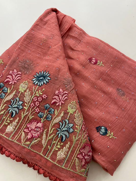 Organza Fancy Saree Embroidery