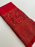 Pure Tussar Silk With Katha Work and Embroidery Buttas in Premium Finishing🦋 🌹-JU16