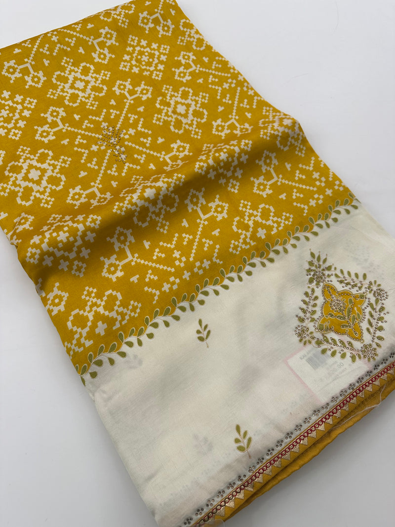 Patola Stone Work Fancy Saree-J30