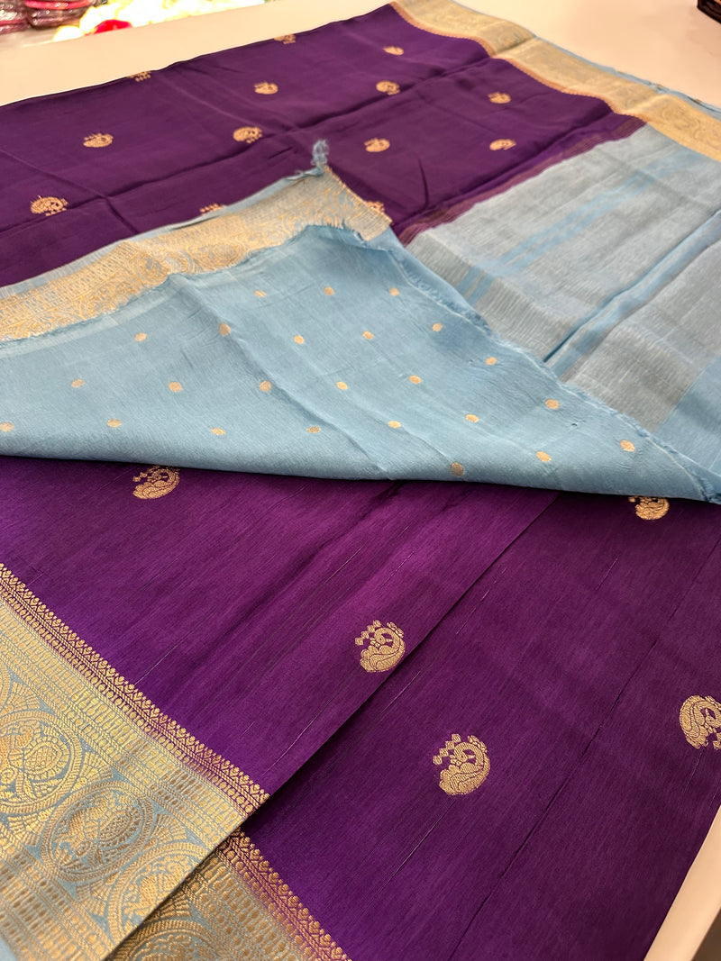 Tussar Fancy Saree in New Contrast Borders🌹- AU-17