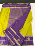 Semi Crepe Silk Saree - Mehendi Green x Navy Blue (J29)