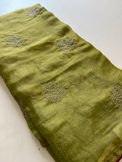 Laser Chiffon Work Saree