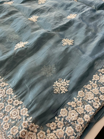 Soft organza fancy embroidery work