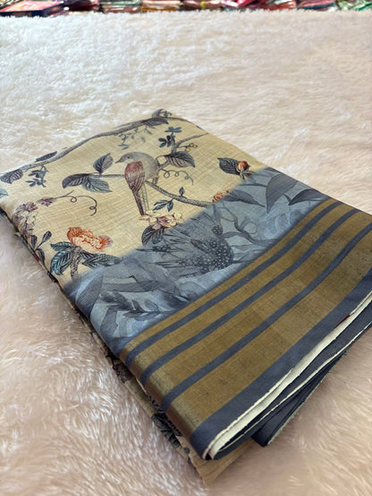 Digital printed Tussar saree