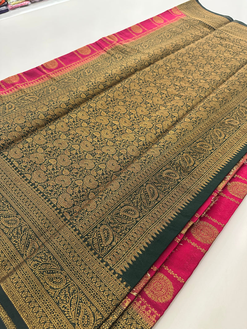 New collection in South Cotton Silk sarees for Varmahalaxmi with contrast matching blouse piece🌹-AU3
