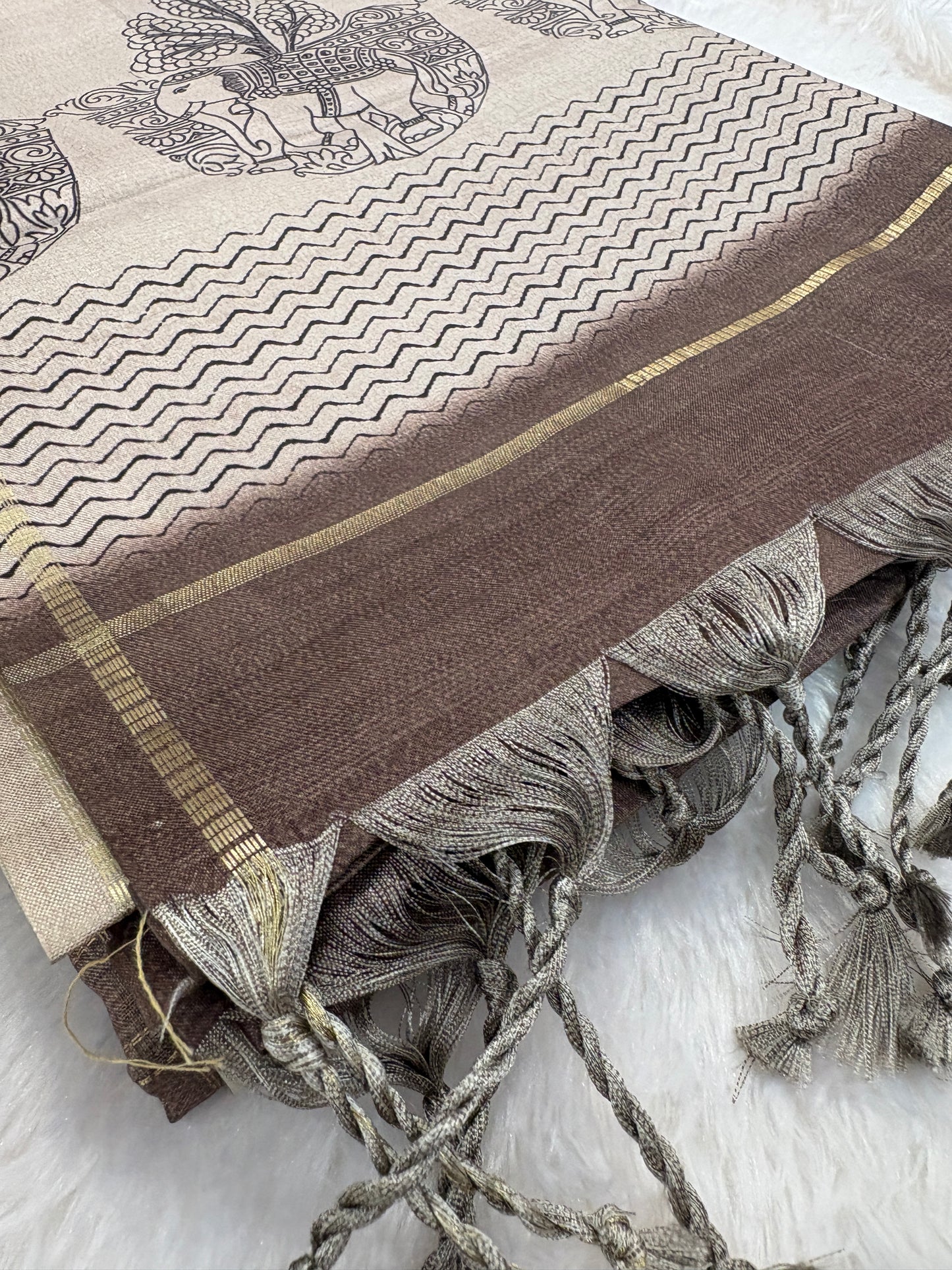 Kalamkari Tussar Fancy Saree-M101