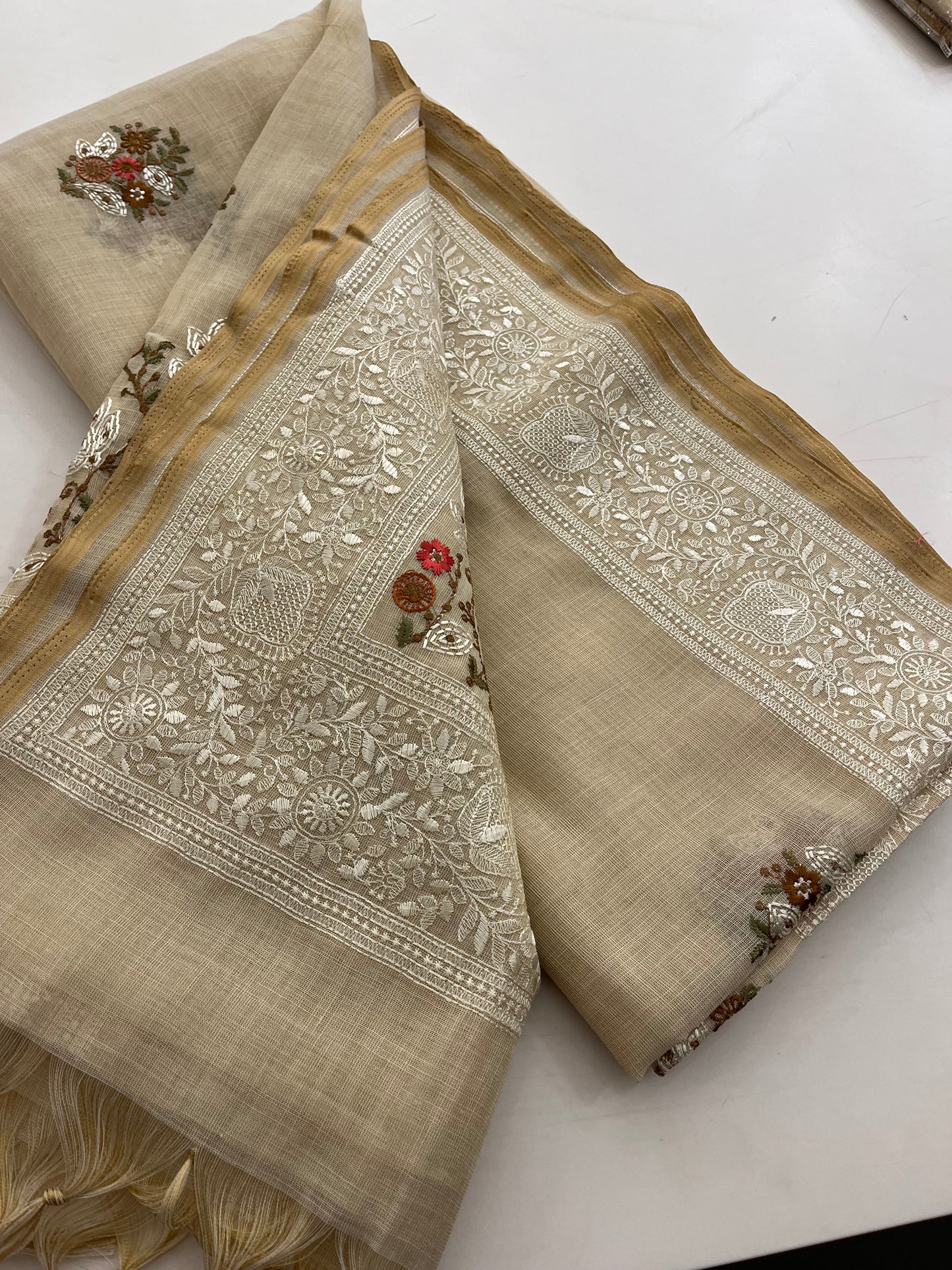 Linen cotton Fancy saree