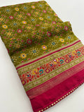 Crush Patola Bandhini Saree – Olive X Pink AU24