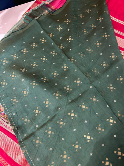 Kalamkari Printed Semi Mysore Silk Saree Pink-AP16
