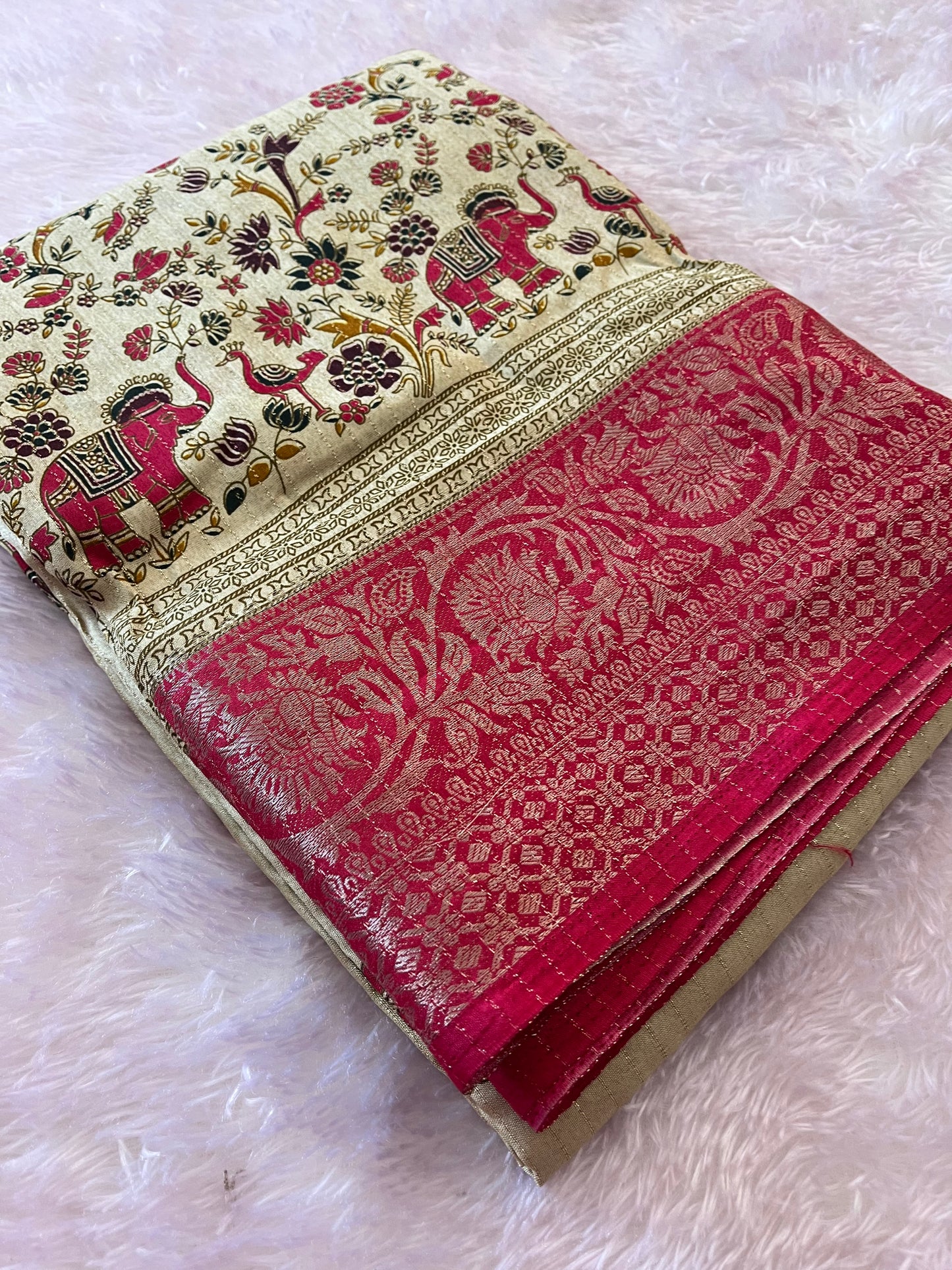 Tussar fancy saree printed