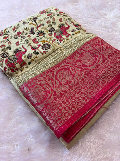 Tussar fancy saree printed