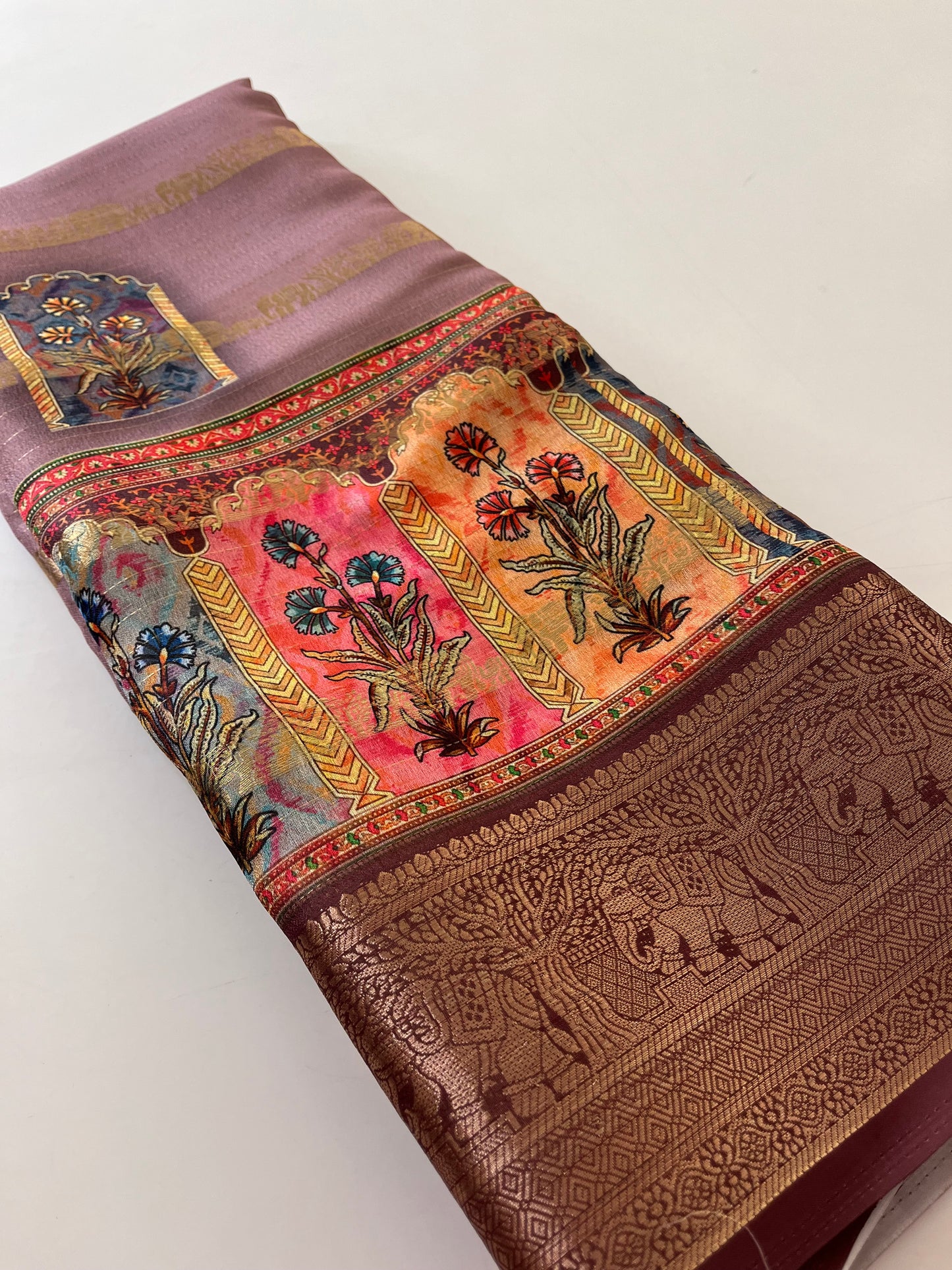 Printed Tussar silk