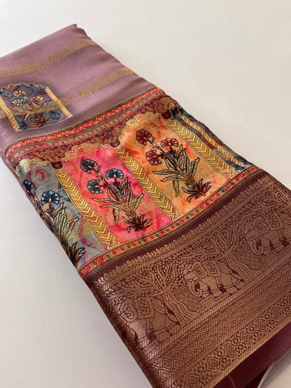Printed Tussar silk