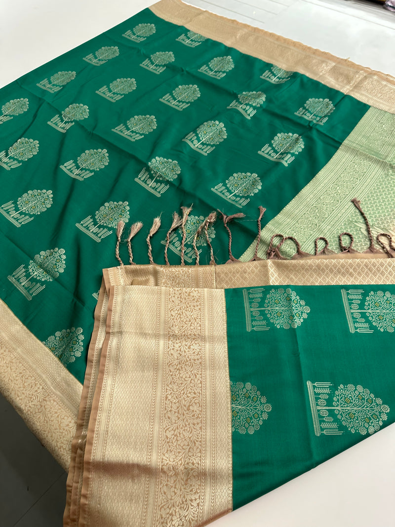 New Semi Soft silk Sarees From Kanchi in beatiful Borders -JU20