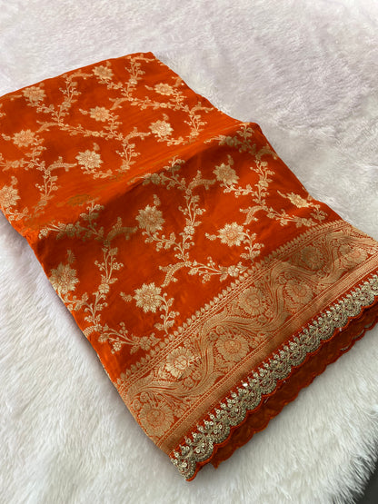 Banarasi Brocade Fancy scallop Border