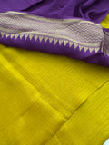 Designer Soft Tussar Silk Fabric saree with small temple design border,, comes with contrast blouse piece with border..🌹-AU1