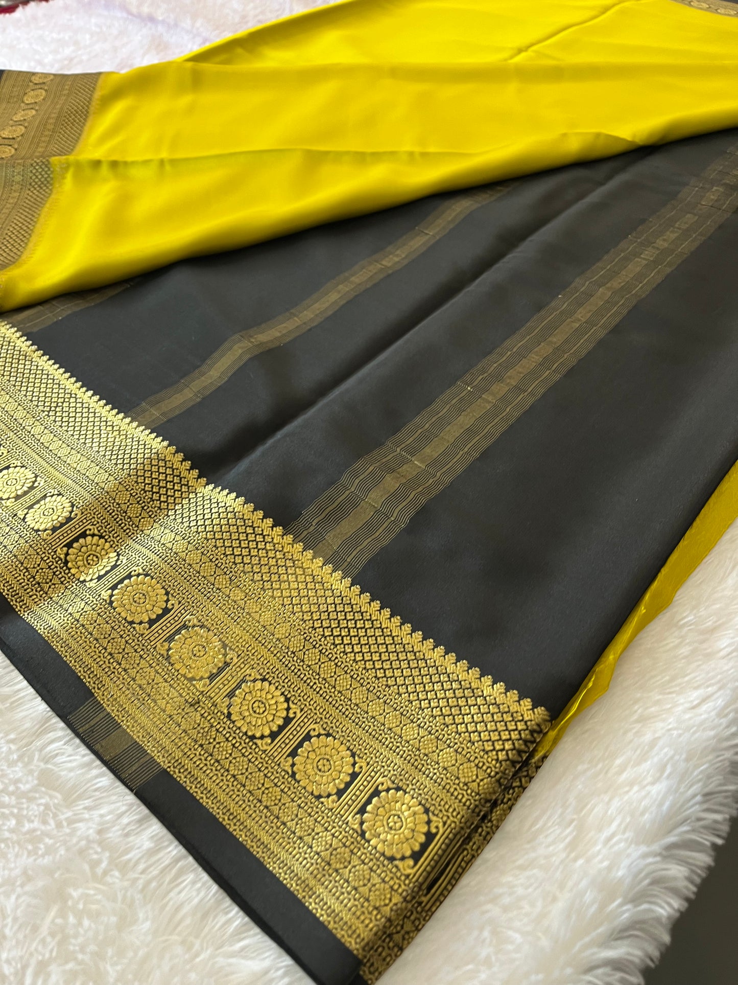 100 GSM Pure Mysore Crape silk saree