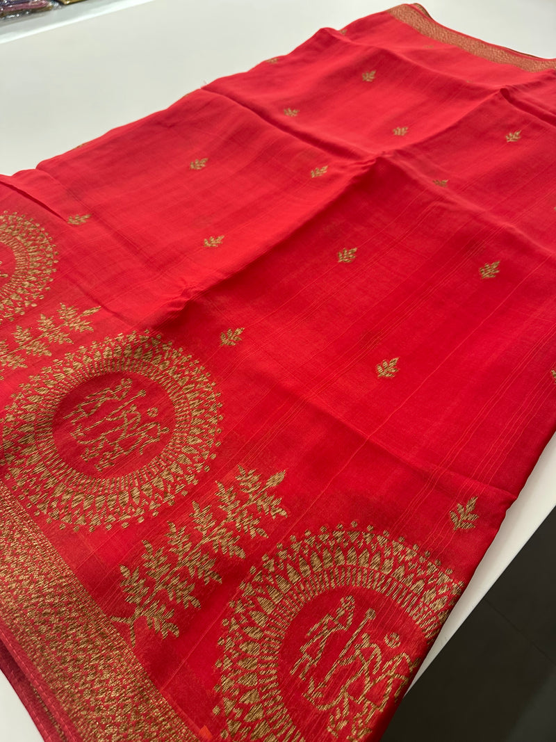 Jute Tussar Designer Sarees beautiful colour combinations🌹-AU9