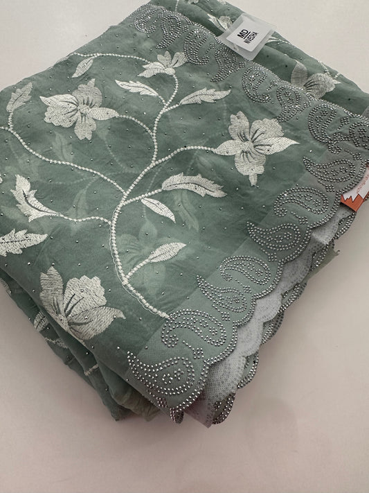 White Designer Soft Organza-A12