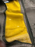 Olive x Yellow Tussar Designer Saree with Mango Butta All Over JU24