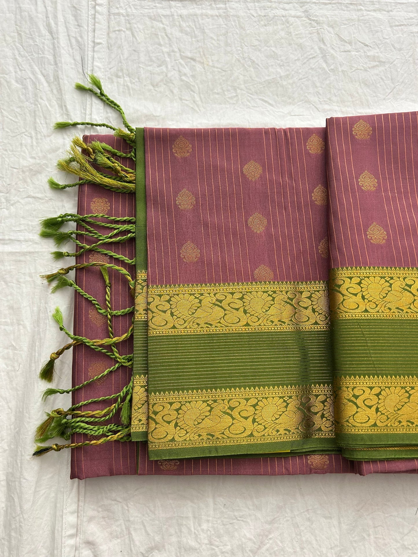 Ananta semi silk saree-Light pink X green