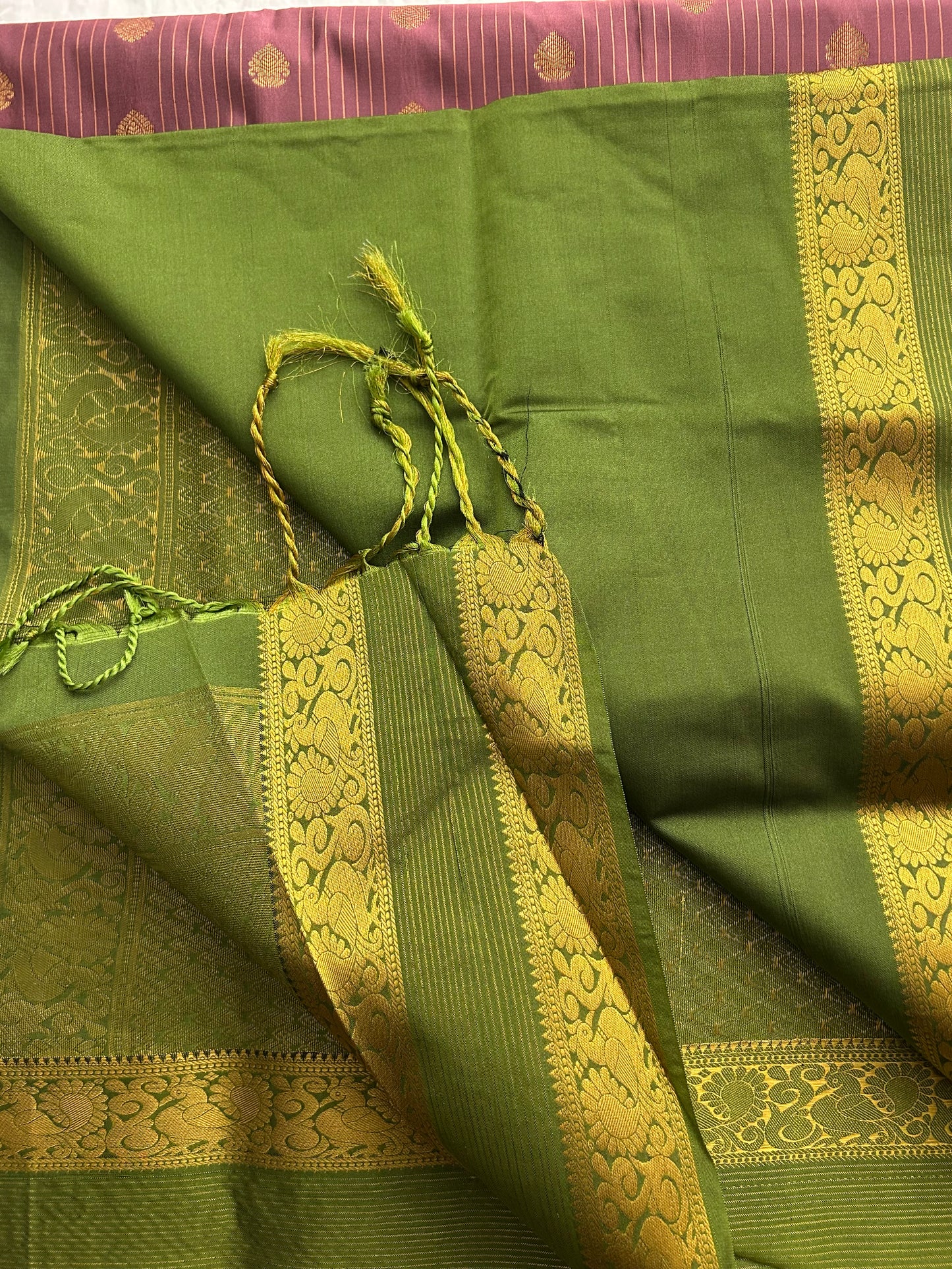 Ananta semi silk saree-Light pink X green