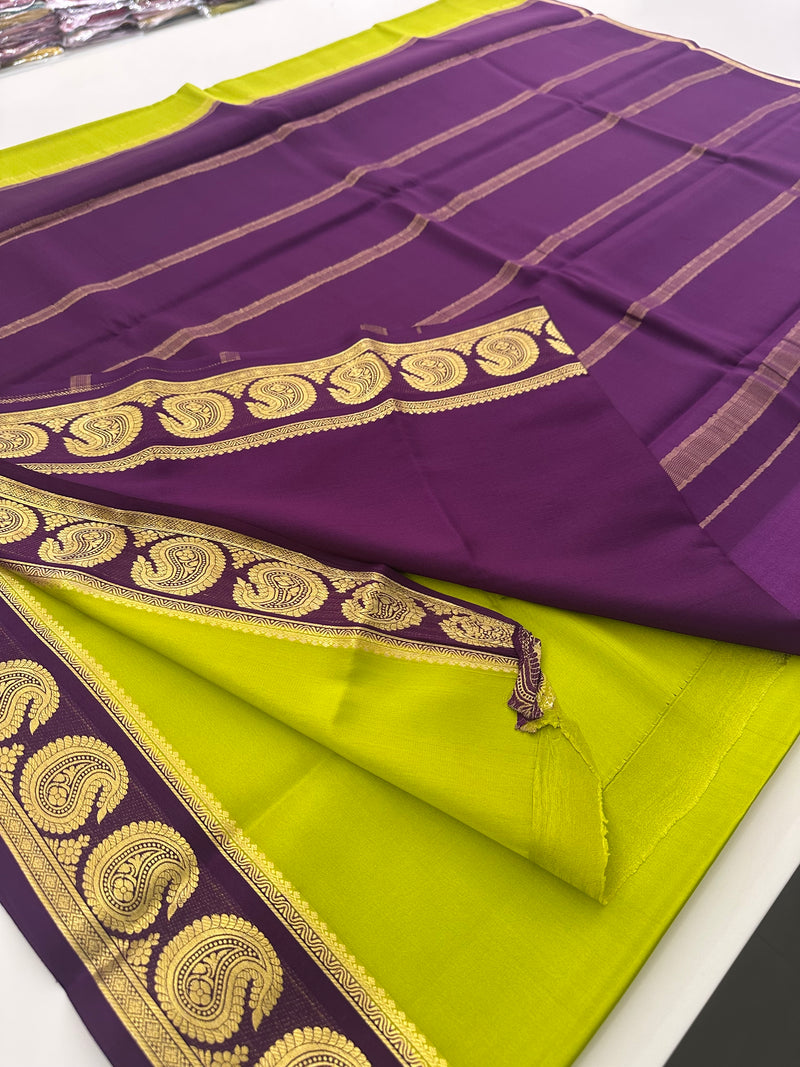 80 GSM Pure Mysore Crape Silk Saree- Silk Mark Certified 🦋-JU29