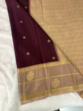 Semi Crepe Silk Saree - Brown x Beige (J29)
