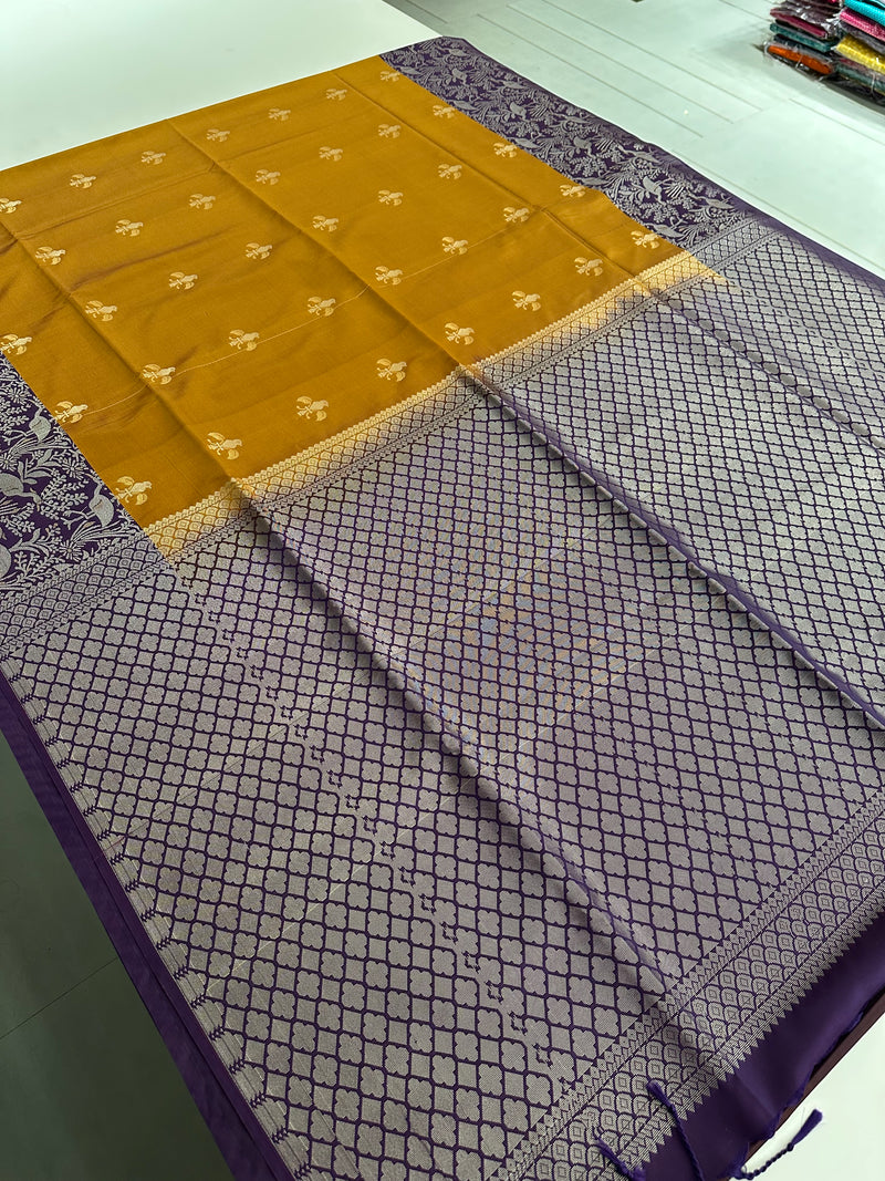 New Semi Soft silk Sarees From Kanchi in beatiful Borders-JU20