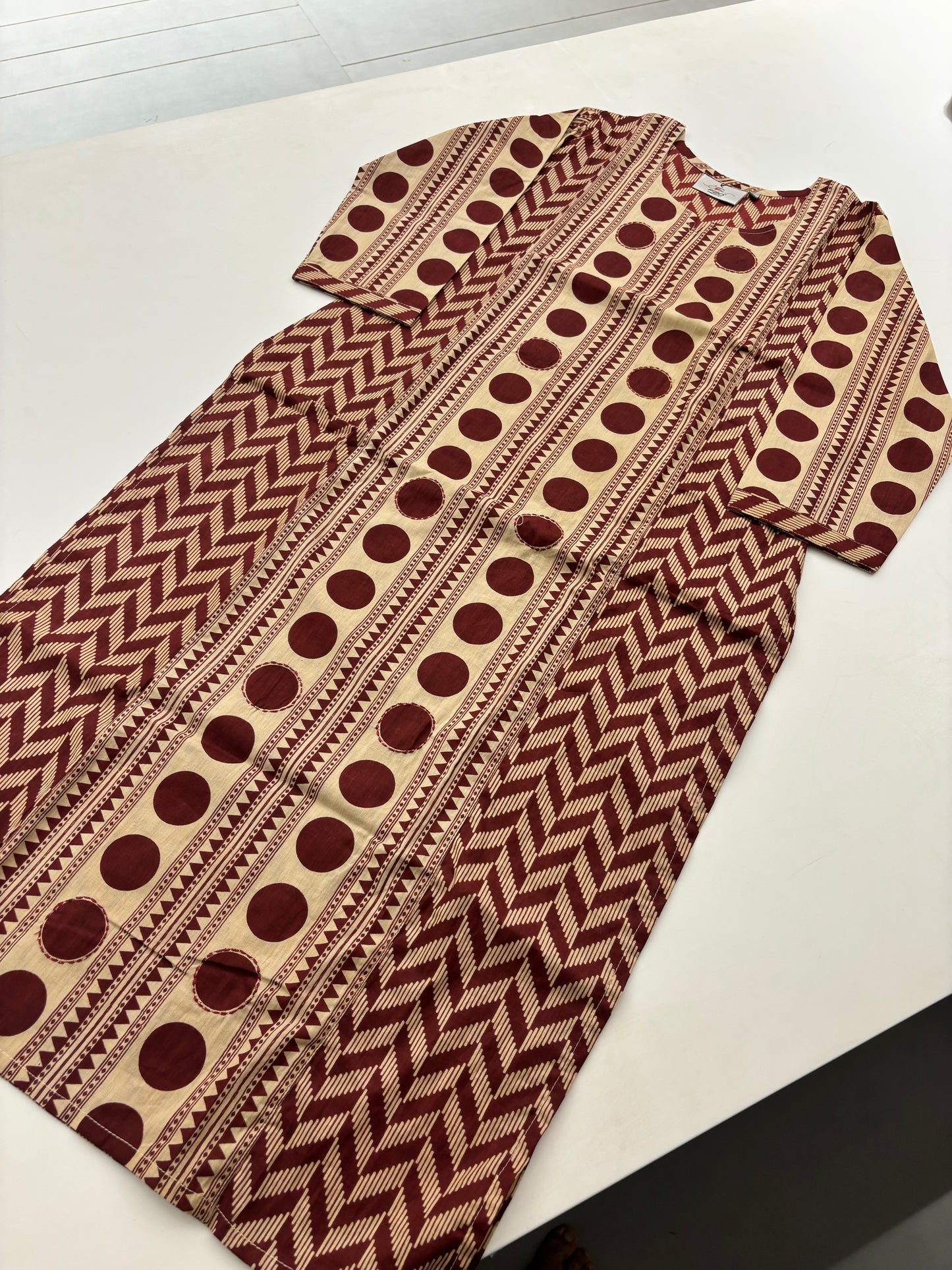 60s Camric Discharge Print With Doriya Dupatta Set